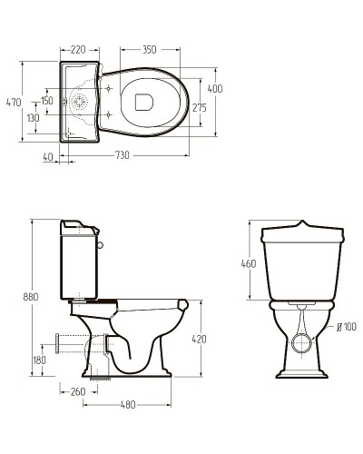 Унитаз компакт Migliore Impero 20800 без бачка и сиденья