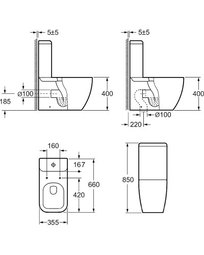 Унитаз компакт Allen Brau Infinity 4.21001.20 Белый без бачка и сиденья