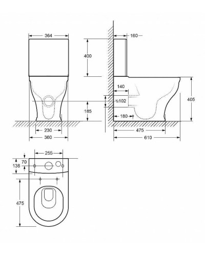 Унитаз компакт Cezares Giubileo CZR-165-CPR без бачка и сиденья