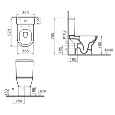 Унитаз компакт Vitra Integra Round Open-Back 9833B003-7206 с бачком и сиденьем Микролифт