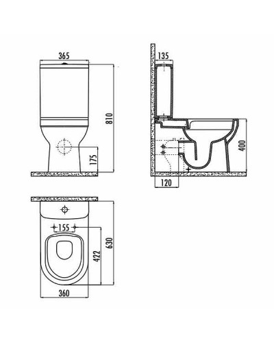 Унитаз компакт Creavit Letoon LT361-11CB00E-0000 Белый без бачка и сиденья