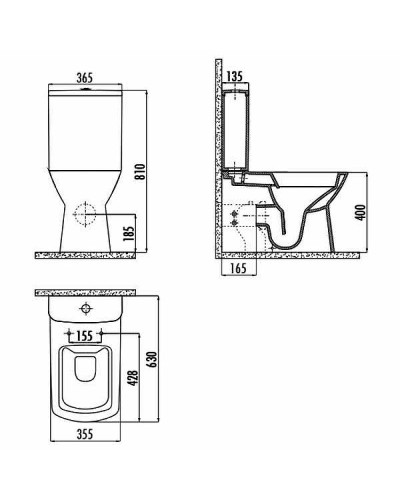 Унитаз компакт Creavit Nova NV361-11CB00E-0000 Белый без бачка и сиденья