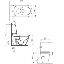 Унитаз компакт Bocchi Taormina 1017-005-0129 Черный глянцевый без бачка и сиденья