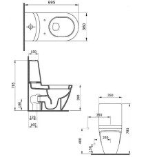 Унитаз компакт Bocchi Taormina 1017-005-0129 Черный глянцевый без бачка и сиденья