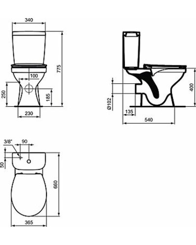 Унитаз компакт Ideal Standard Simplicity E160101 с бачком и сиденьем Микролифт