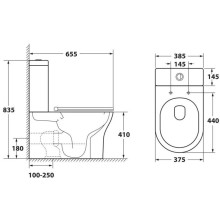 Чаша напольного безободкового унитаза с сиденьем микролифт OWL 1975 Eter OWLT190202