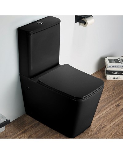 Унитаз компакт CeramaLux 2170AXMB Черный матовый с бачком и сиденьем Микролифт