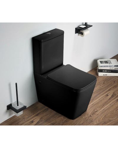 Унитаз компакт CeramaLux 2170AXMB Черный матовый с бачком и сиденьем Микролифт