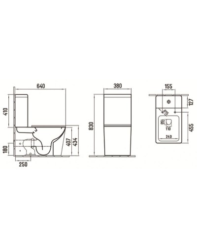 Унитаз компакт CeramaLux 2170AXMDH Серый матовый с бачком и сиденьем Микролифт