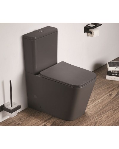 Унитаз компакт CeramaLux 2170AXMDH Серый матовый с бачком и сиденьем Микролифт