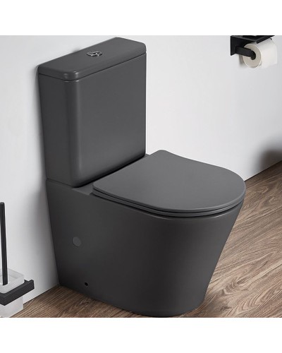 Унитаз компакт CeramaLux 2179XMDH Серый матовый с бачком и сиденьем Микролифт
