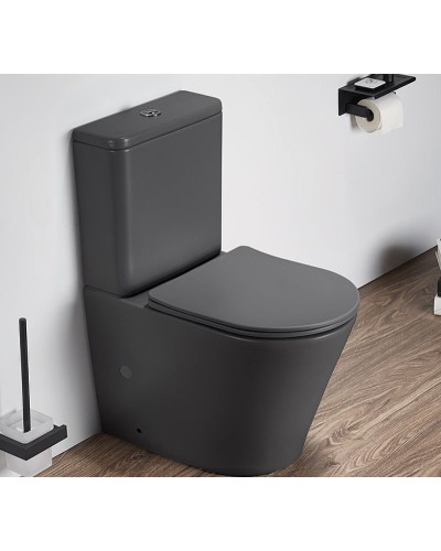 Унитаз компакт CeramaLux 2179XMDH Серый матовый с бачком и сиденьем Микролифт