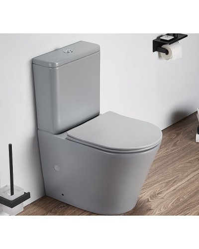 Унитаз компакт CeramaLux 2179XMH Светло-серый матовый с бачком и сиденьем Микролифт