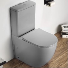 Унитаз компакт CeramaLux 2166XMH Светло-серый матовый с бачком и сиденьем Микролифт
