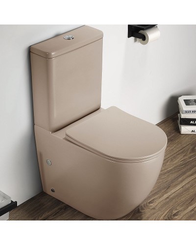 Унитаз компакт CeramaLux 2166XMC Капучино матовый с бачком и сиденьем Микролифт