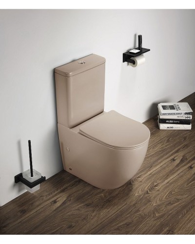 Унитаз компакт CeramaLux 2166XMC Капучино матовый с бачком и сиденьем Микролифт