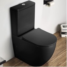 Унитаз компакт CeramaLux 2166XMB Черный матовый с бачком и сиденьем Микролифт