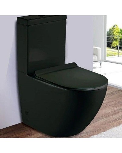 Унитаз компакт CeramaLux 2166MB Черный матовый с бачком и сиденьем Микролифт