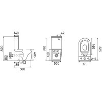 Унитаз компакт CeramaLux 2166MB Черный матовый с бачком и сиденьем Микролифт