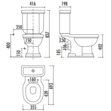 Чаша напольного унитаза с функцией биде Creavit Klasik KL310-00CB00E-0000