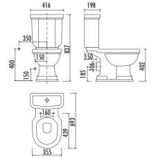 Чаша напольного унитаза с функцией биде Creavit Klasik KL310-00CB00E-0000