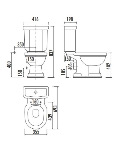 Чаша напольного унитаза с функцией биде Creavit Klasik KL310-00CB00E-0000