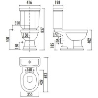 Чаша напольного унитаза с вертикальным выпуском Creavit Klasik KL300-11CB00E-0000