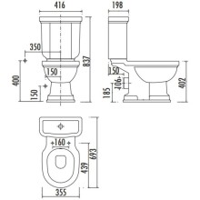 Чаша напольного унитаза с вертикальным выпуском Creavit Klasik KL300-11CB00E-0000