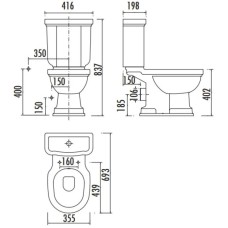 Чаша напольного унитаза с вертикальным выпуском Creavit Klasik KL300-11CB00E-0000