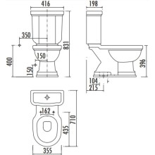 Чаша напольного унитаза с функцией биде с вертикальным выпуском Creavit Klasik KL300-00CB00E-0000