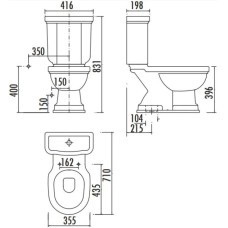 Чаша напольного унитаза с функцией биде с вертикальным выпуском Creavit Klasik KL300-00CB00E-0000