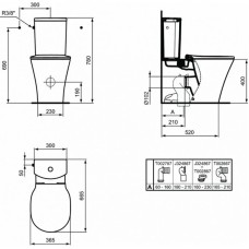 Унитаз компакт Ideal Standard Connect Air E013701 без бачка и сиденья