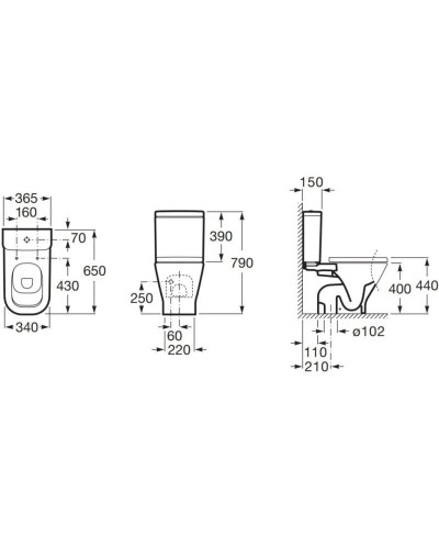 Чаша напольного унитаза Roca The Gap 342478000