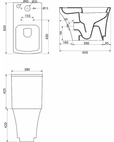 Унитаз компакт BelBagno Regina BB104CP без бачка и сиденья
