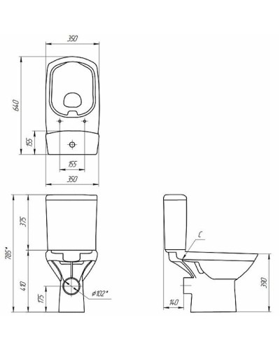 Унитаз компакт Cersanit Carina S-KO-CAR011-3/5-COn-S-DL-w с бачком и сиденьем Микролифт