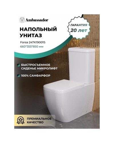 Унитаз-компакт с сиденьем микролифт Ambassador Forsa 247K19001S