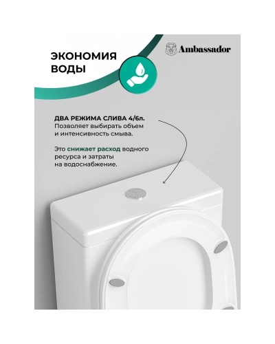 Унитаз-компакт безободковый с сиденьем микролифт Ambassador Ritz 237K19001RS