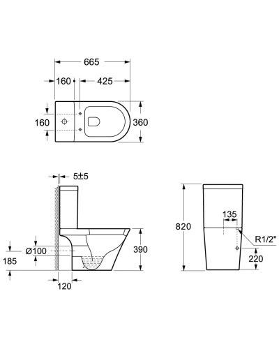 Унитаз-компакт с сиденьем микролифт Ambassador Ritz 237K19002S