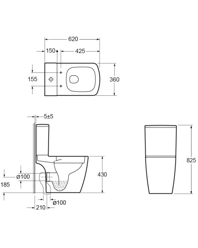 Унитаз-компакт безободковый с сиденьем микролифт Ambassador Kingston 147K19002RS
