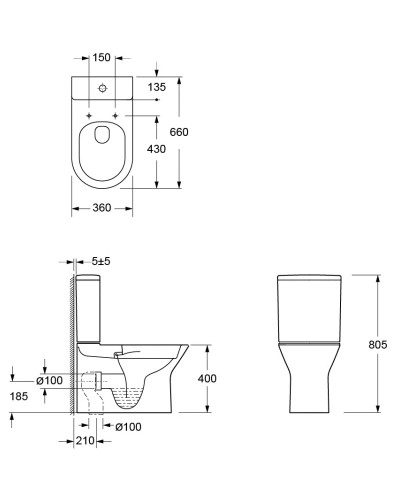 Унитаз-компакт безободковый с сиденьем микролифт Ambassador Elysium 187K19001RS