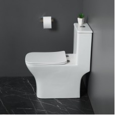 Унитаз-моноблок с сиденьем дюропласт soft close, P-trap BelBagno NEON BB8617CPR-MN/SC