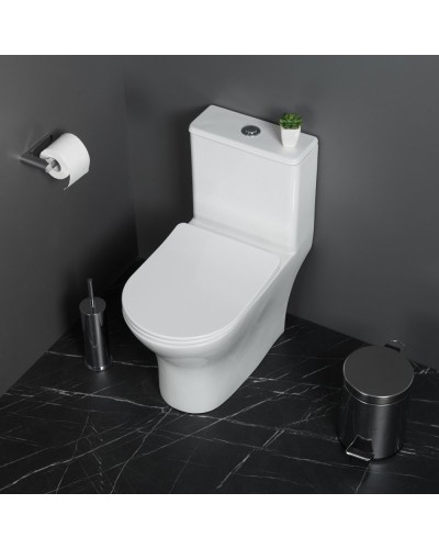 Унитаз-моноблок с сиденьем дюропласт soft close, P-trap BelBagno LOUNGE BB8618CPR-MN/SC