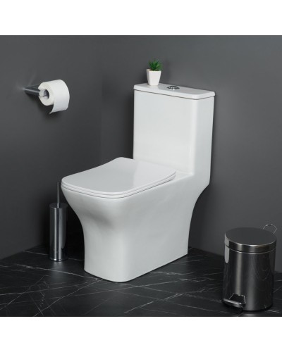 Унитаз-моноблок с сиденьем дюропласт soft close, P-trap BelBagno NEON BB8617CPR-MN/SC