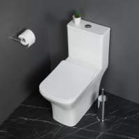 Унитаз-моноблок с сиденьем дюропласт soft close, P-trap BelBagno NEON BB8617CPR-MN/SC