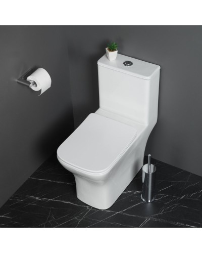 Унитаз-моноблок с сиденьем дюропласт soft close, P-trap BelBagno NEON BB8617CPR-MN/SC