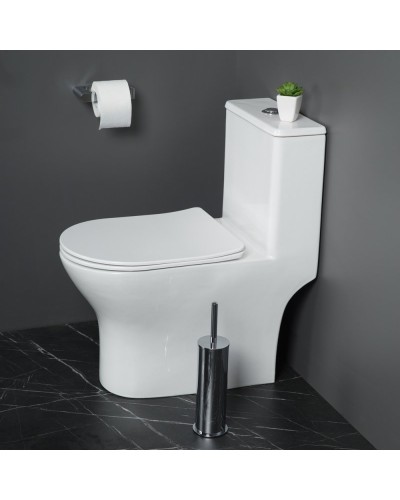 Унитаз-моноблок с сиденьем дюропласт soft close, P-trap BelBagno LOUNGE BB8618CPR-MN/SC