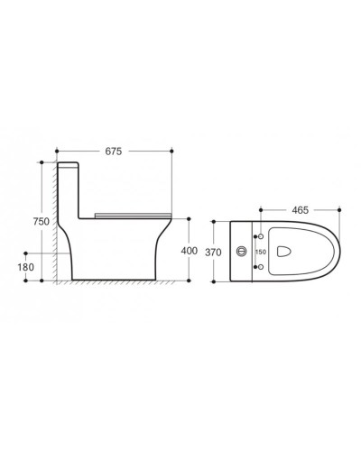 Унитаз-моноблок с сиденьем дюропласт soft close, P-trap BelBagno LOUNGE BB8618CPR-MN/SC