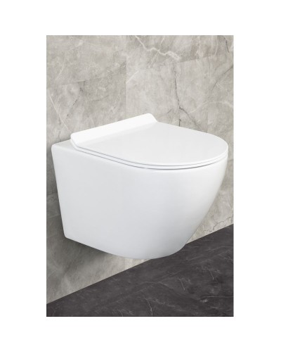 Унитаз напольный БЕЗОБОДКОВЫЙ Bahenberg WALLDORF (крышка дюропласт-микролифт)