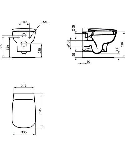 Унитаз Ideal Standard Esedra T386001 подвесной без сиденья