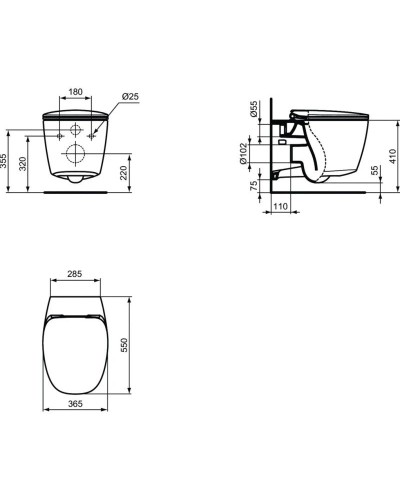 Унитаз подвесной с сиденьем микролифт Ideal Standard Dea AquaBlade T348801